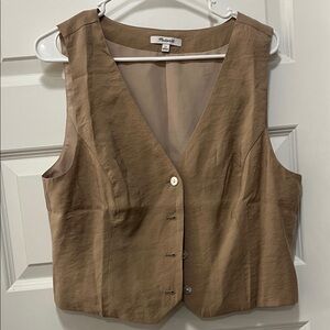 Madewell tan Sleeveless Button-Down Shirt vest size 14